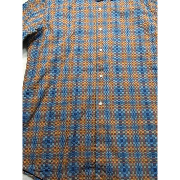 Steven Land Multicolor Square Geometric Pattern Dress Shirt 17 1/2 36/37 Tall - Picture 3 of 14